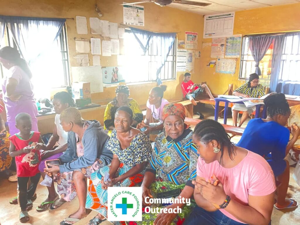 Community members gathered at Ugbowa Health Centre during the healthcare outreach.